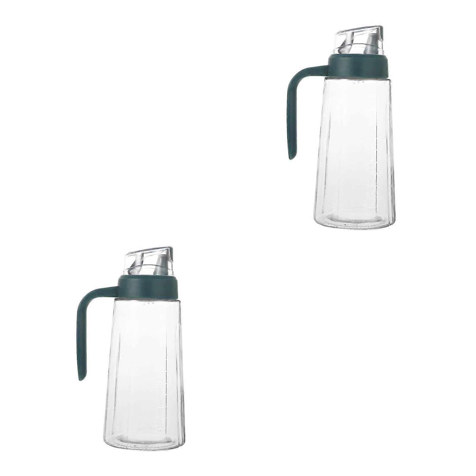 Oil Bottle Practical Condiment Bottle with Automatic Open Close 2Pcs Green