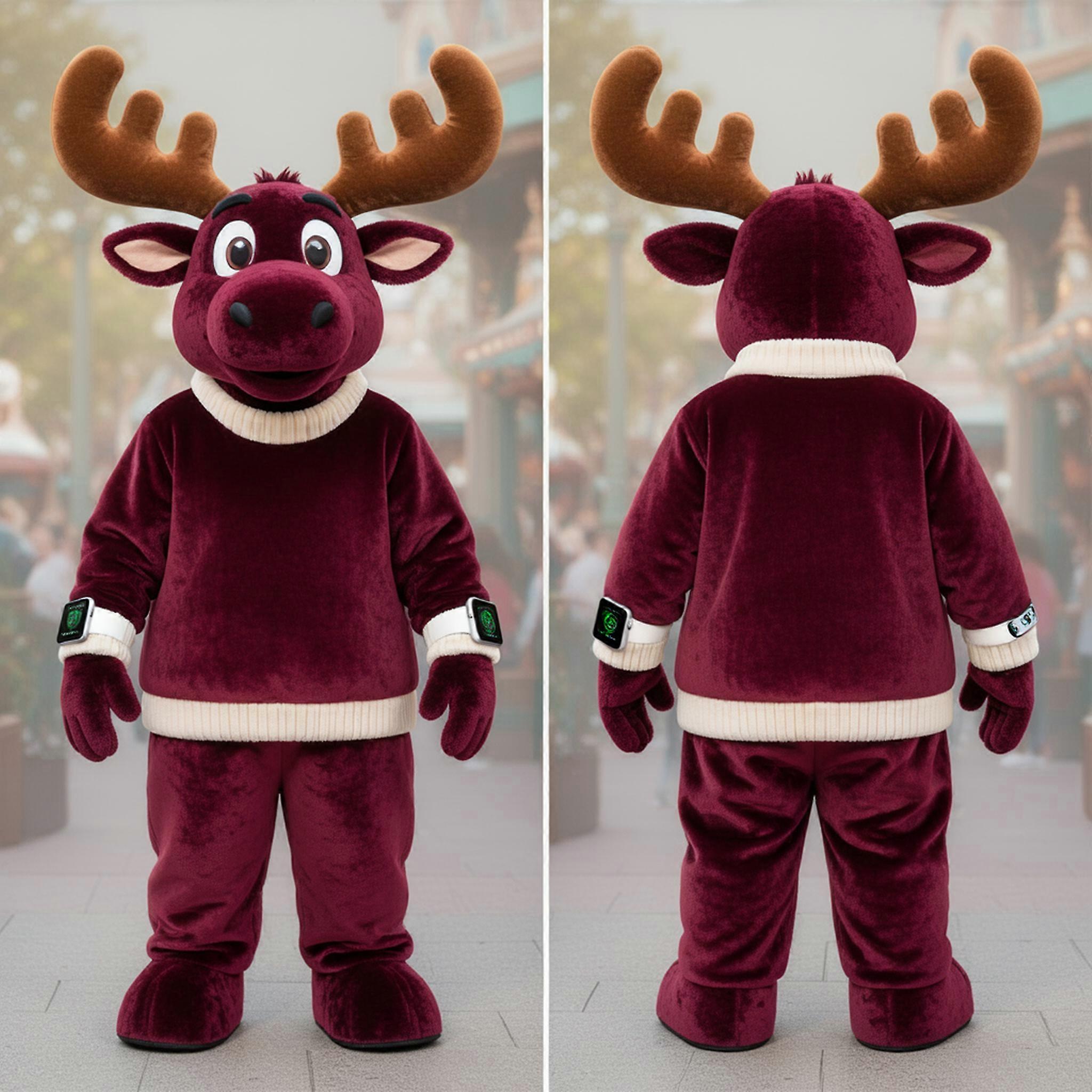 MASTICOT Maroon Velvety Elk Mascot