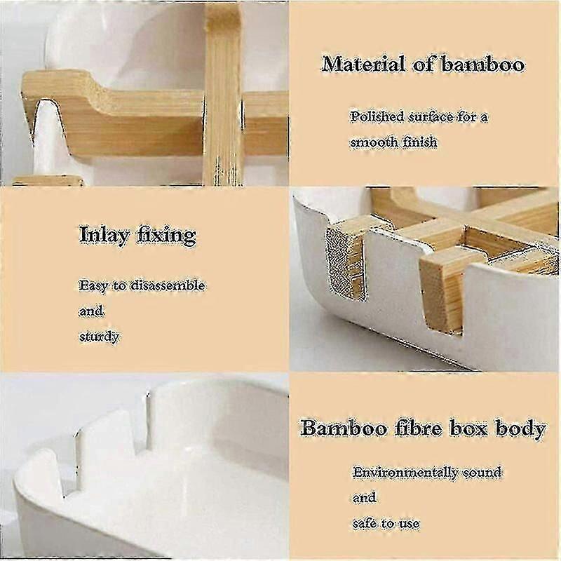 Soap dish 2 pack bamboo drip tray bathroom durable