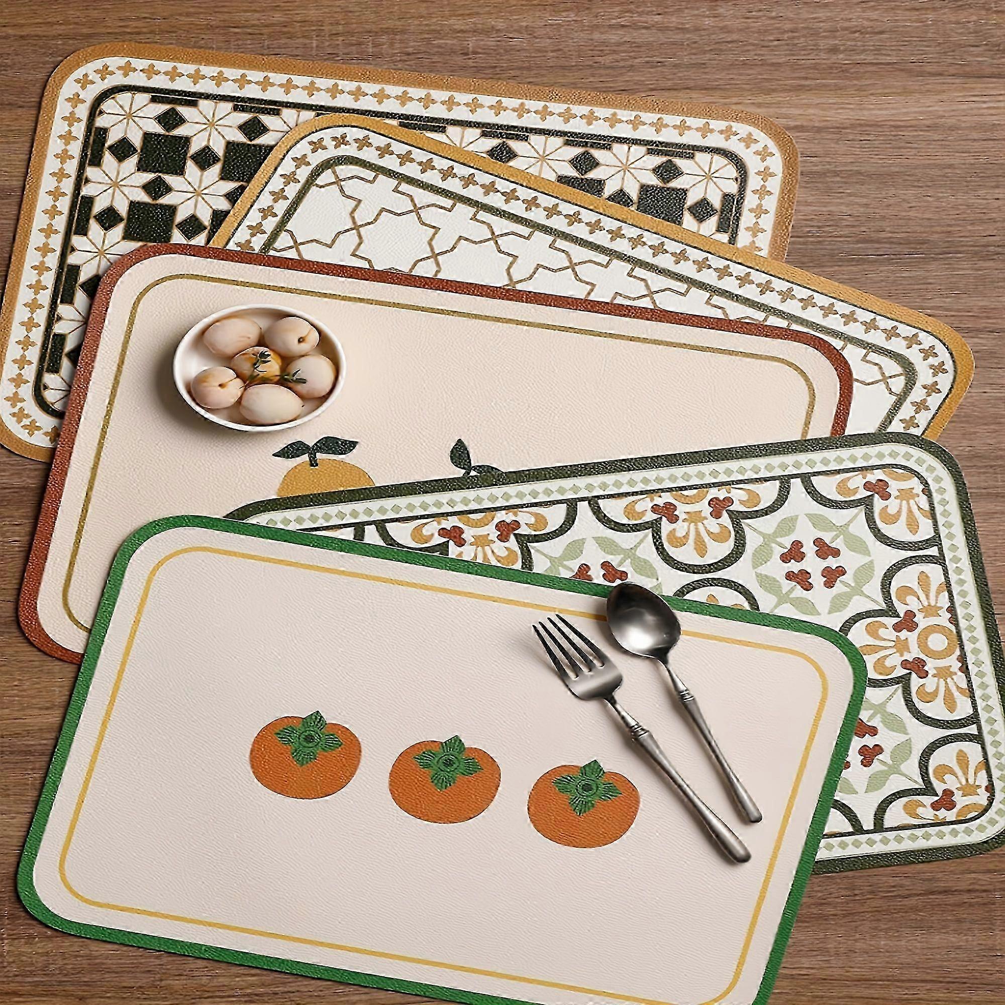 Artificial Leather Heat-Resistant Placemat, Wipeable Table Mat