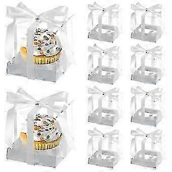 10pcs Cake Gift Boxes Transparent Cupcake Packing Ornament Storage Boxes