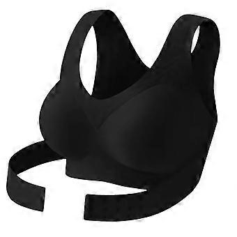 Full Coverage Bra Front Closure Push Up Nylon Fabric Bralette Crosses Back Postures Corrector Underwear for Women Black XL_BH
