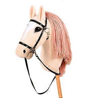 Photo Prop Hobby Horse Stick Plush Horse Head for Interactive Role-Play, Party Games and Costume Play, Soft-Look Beige Finish with Pink Trim Accent