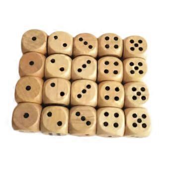 20 Wooden D6 Dice 16mm Natural