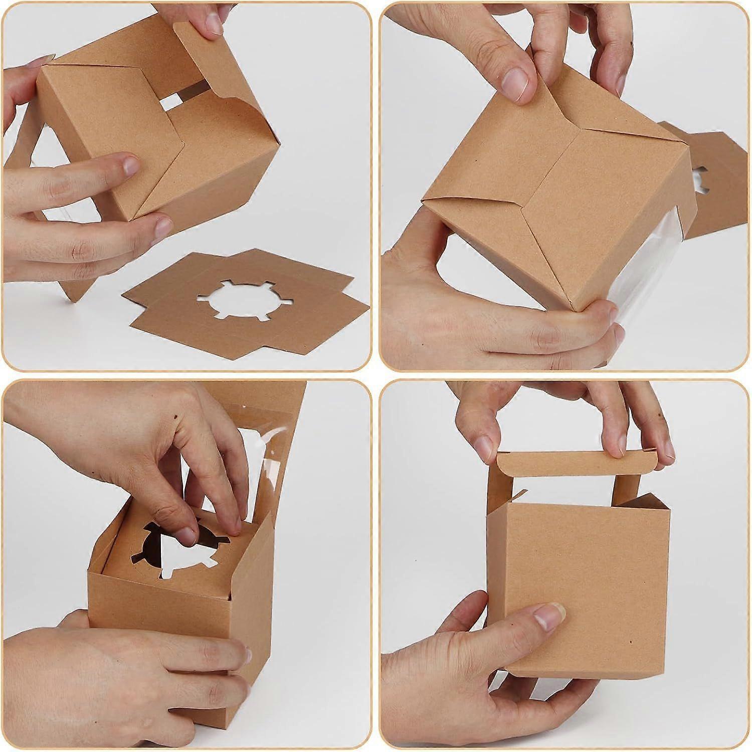 16Pcs Brown Individual Cupcake Boxes, 9x9x9cm
