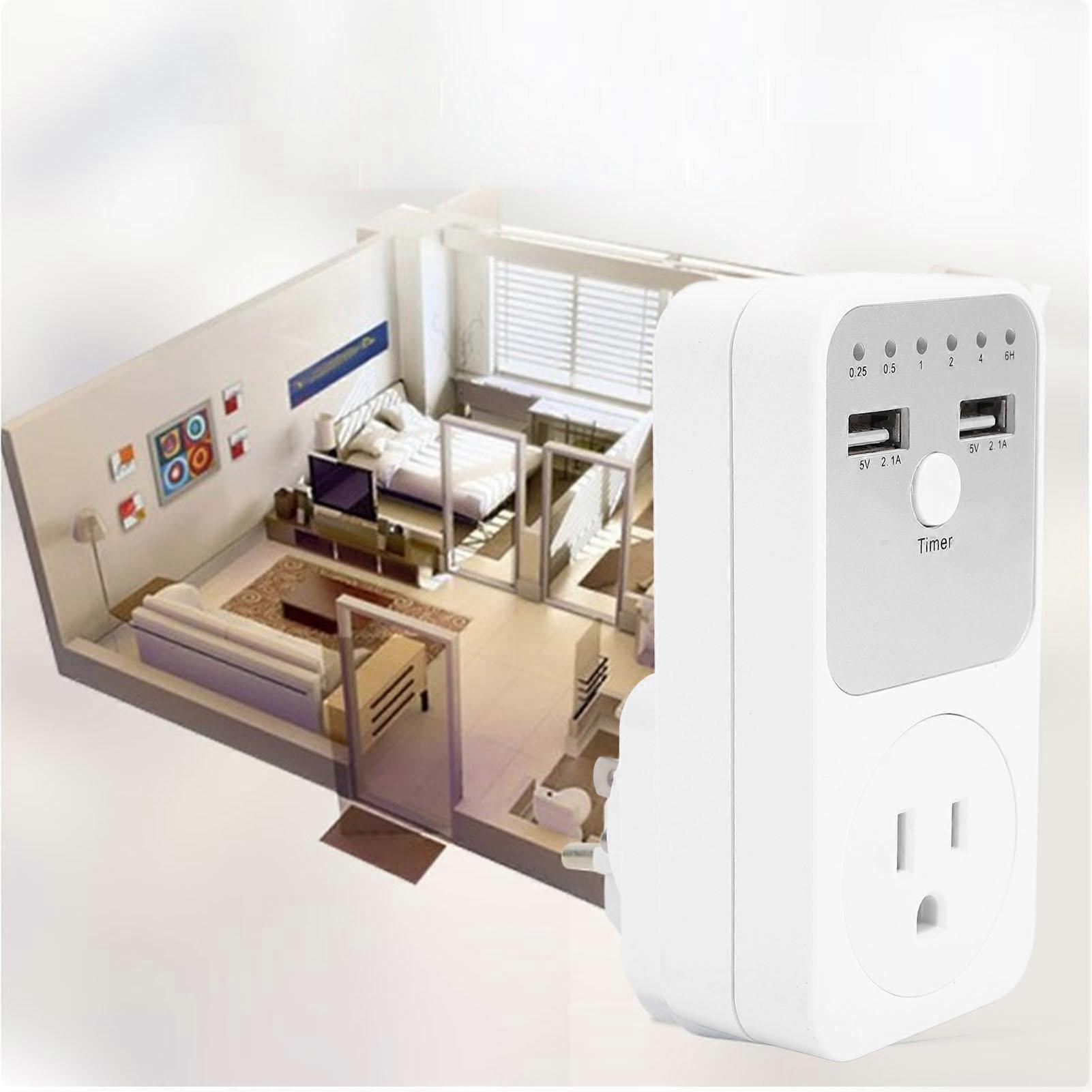 Countdown Timer Socket with 2 USB Ports Multifunctional Voltage Protector Time Controller Switch US Plug