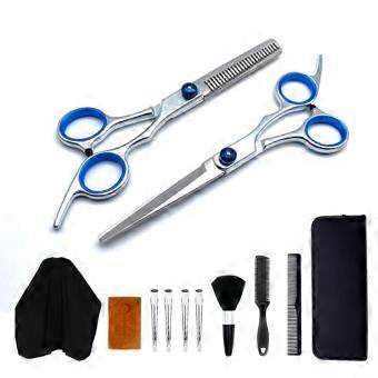 12PCS Professional Japanese Stainless Steel Hair Cutting Scissors Set, Barber Shears Kit with Comb and Cape for Salon and Home