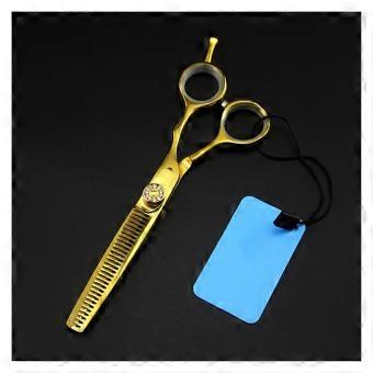 Professional Hair Cutting Scissors 6 Inch Golden Ergonomic Curved Handle Salon Precision Barber Shears