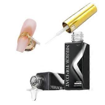 No Wipe Mirror Top Coat Gel Polish for Nail Art, Quick Dry Sealing Gel for Chrome Powder, LED Lamp Needed