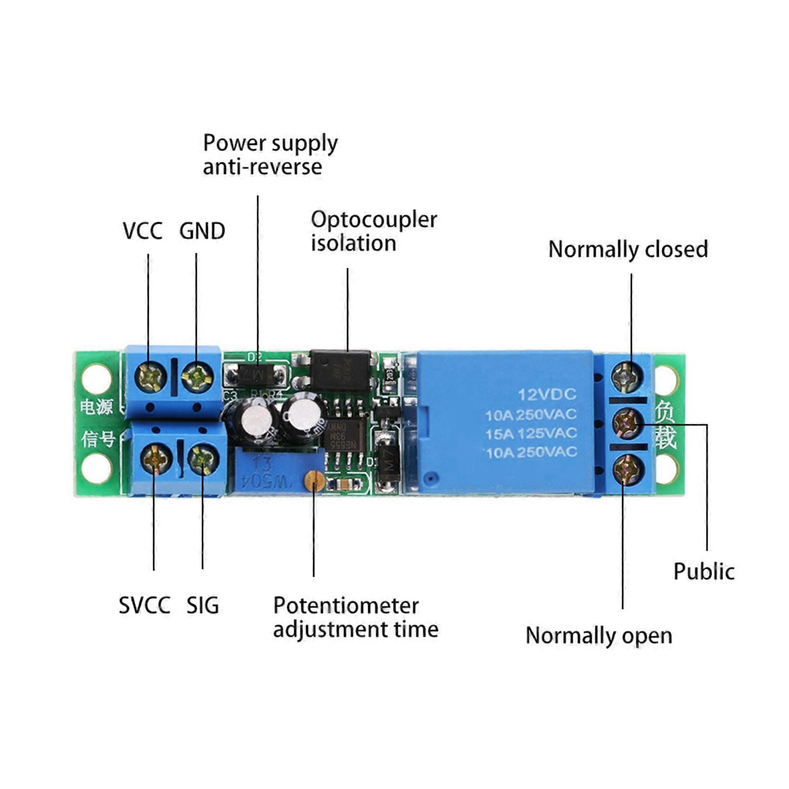 DC12V Adjustable Signal Trigger Time Delay Relay Module