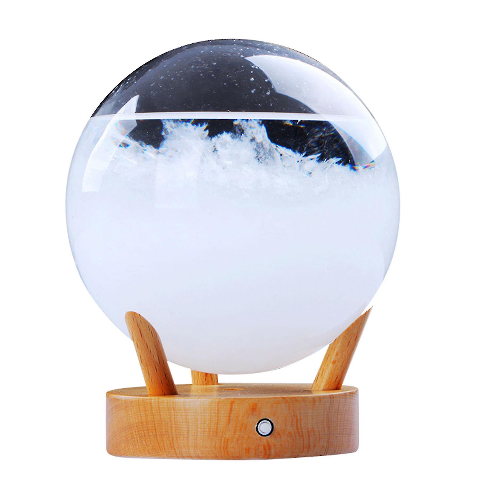 Tempest Glass Ball Predictor Color Weather Forecast con base in legno Barometro decorativo con LED