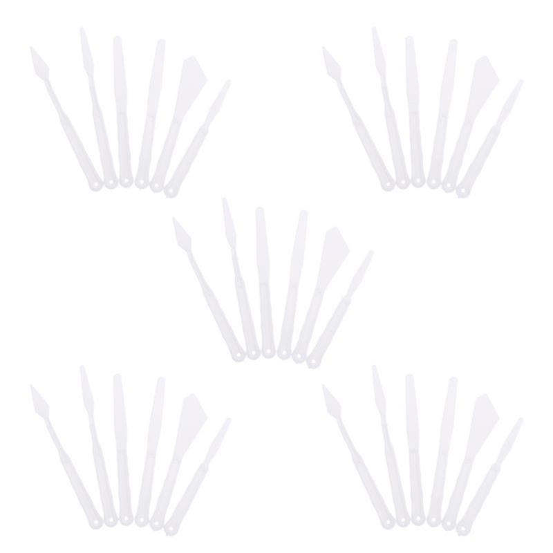 17X1.2cm White Squeegees 30pcs Long Handle Oil Painting Spatula Portable Painting Color Mixing Spatu