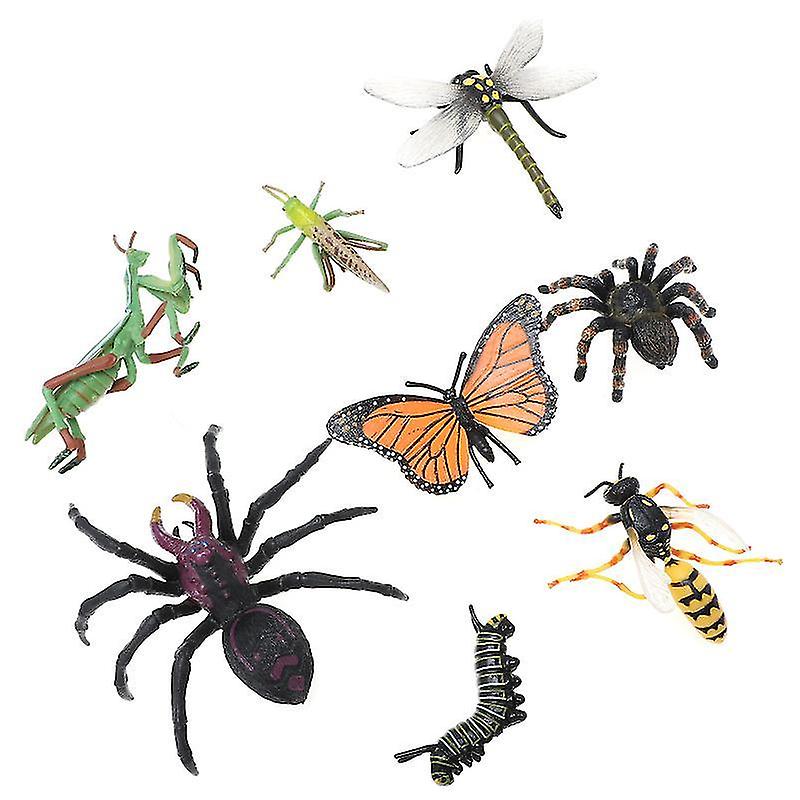 12.5X11.5cm Assorted Color Toy Playsets 8pcs Fake Insects Model Pvc Insect Statue Educational Playth