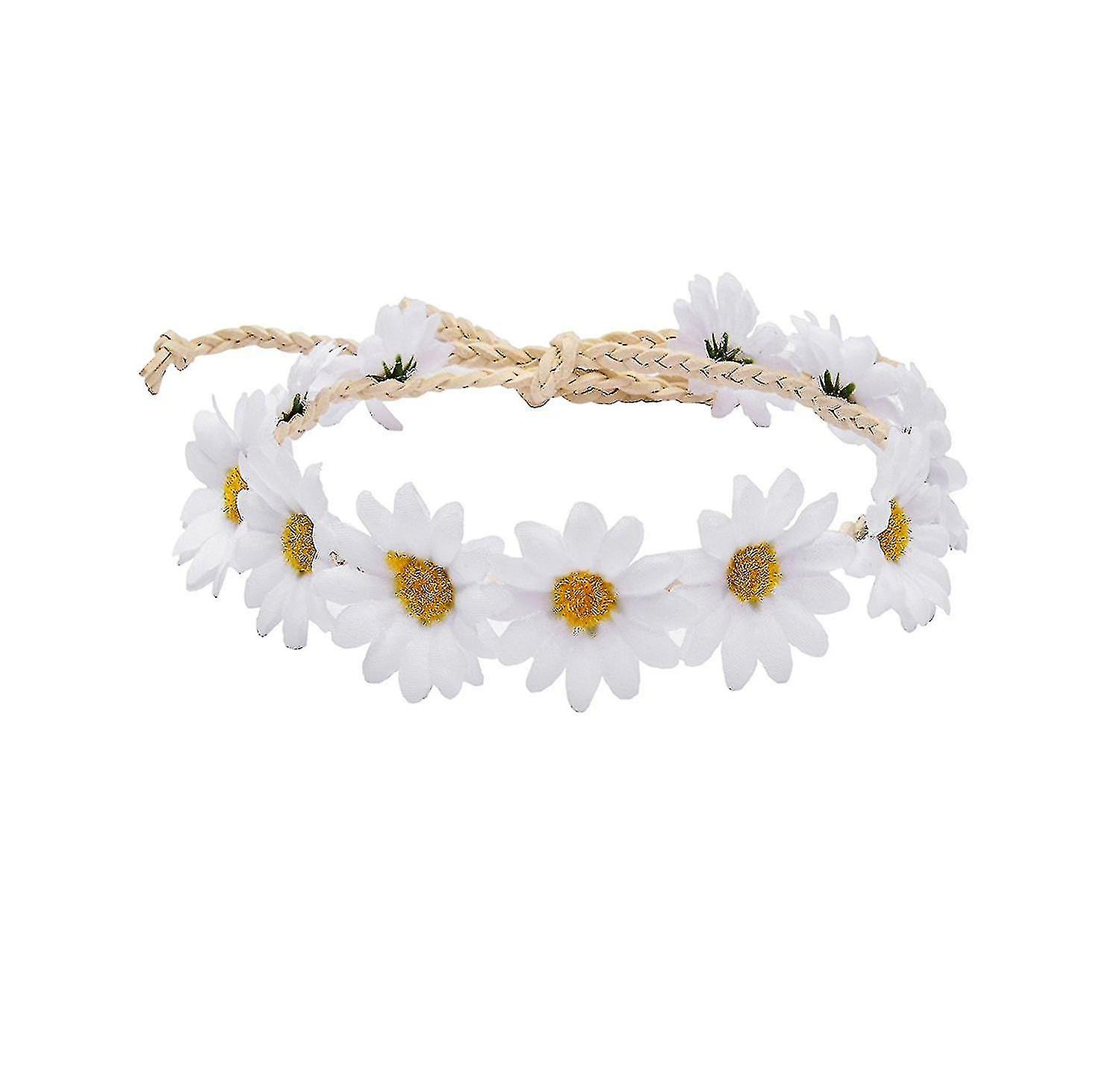 Boho ηλιοτρόπιο στέμμα χίπις Μαργαρίτα μαλλιά στεφάνι νυφικά headpiece φωτογραφία στηρίγματα Dy-01 (λευκό)