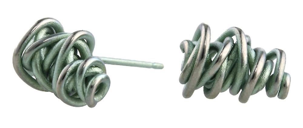 Ti2 Titanium Random Chaotic Stud Earrings - Aqua Blue