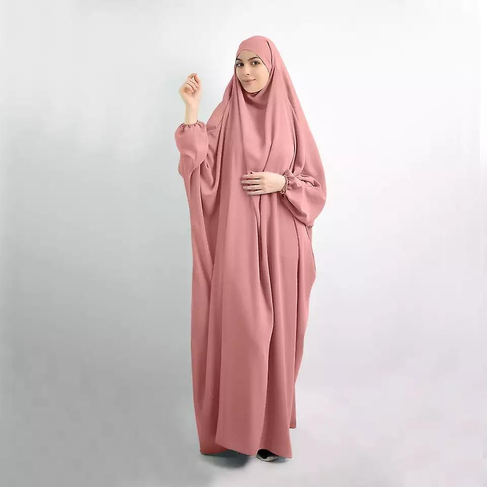 1件女式穆斯林礼服斋月祈祷服头巾带兜帽长袍迪拜全覆盖伊斯兰长袍