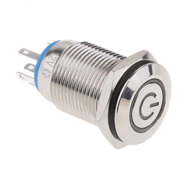 3xWaterproof Self Locking Blue LED Push Button Switch ON/OFF 16mm 12V