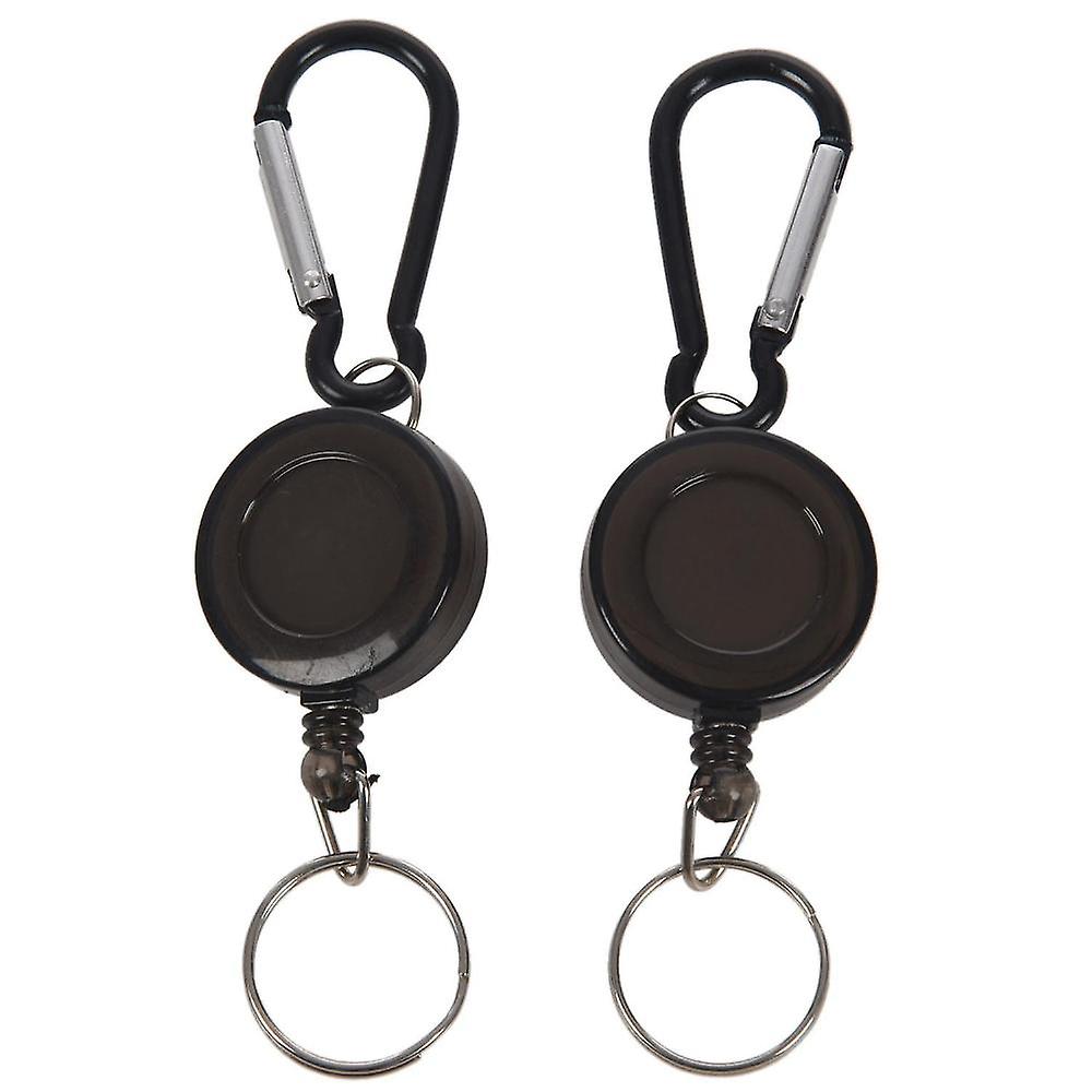 2 Pcs Reel - Retractable Yoyo Pass Id Card Holder Key Chain Color:black Amount:2pcs
