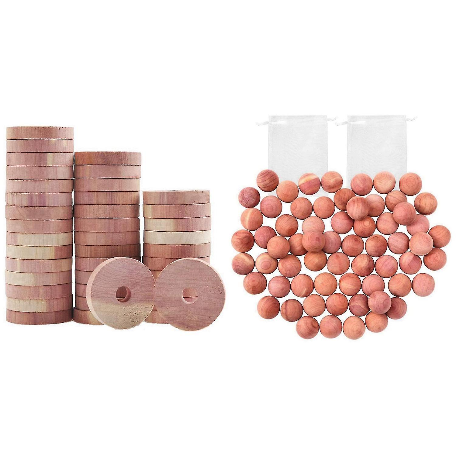 40 Packs Aromatic Cedar Blocks with 48 Packs Cedar Balls for Closets and Drawers Natural Cedar Ball