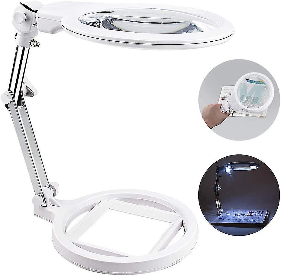 Magnifying Glass, Magnifying Glass With Light, Handheld And Desktop Magnifier, 2x And 6x Magnificati