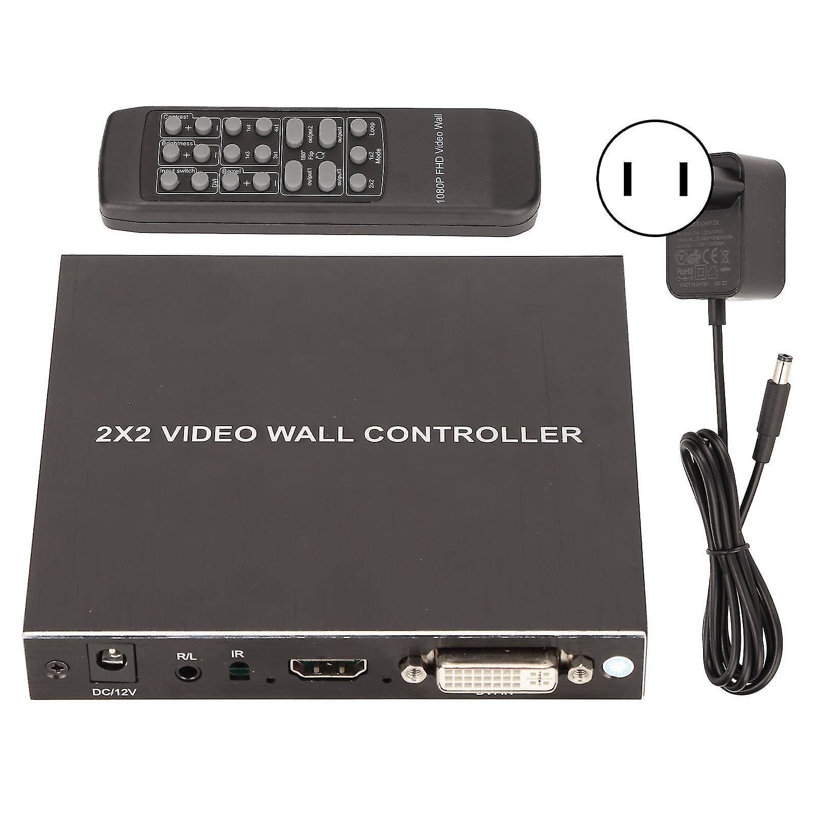 DVI TV Wall Video Controller 180 Degree Rotating HD Multimedia Interface Splicing Display Processor with Remote 100‑240V US Plug