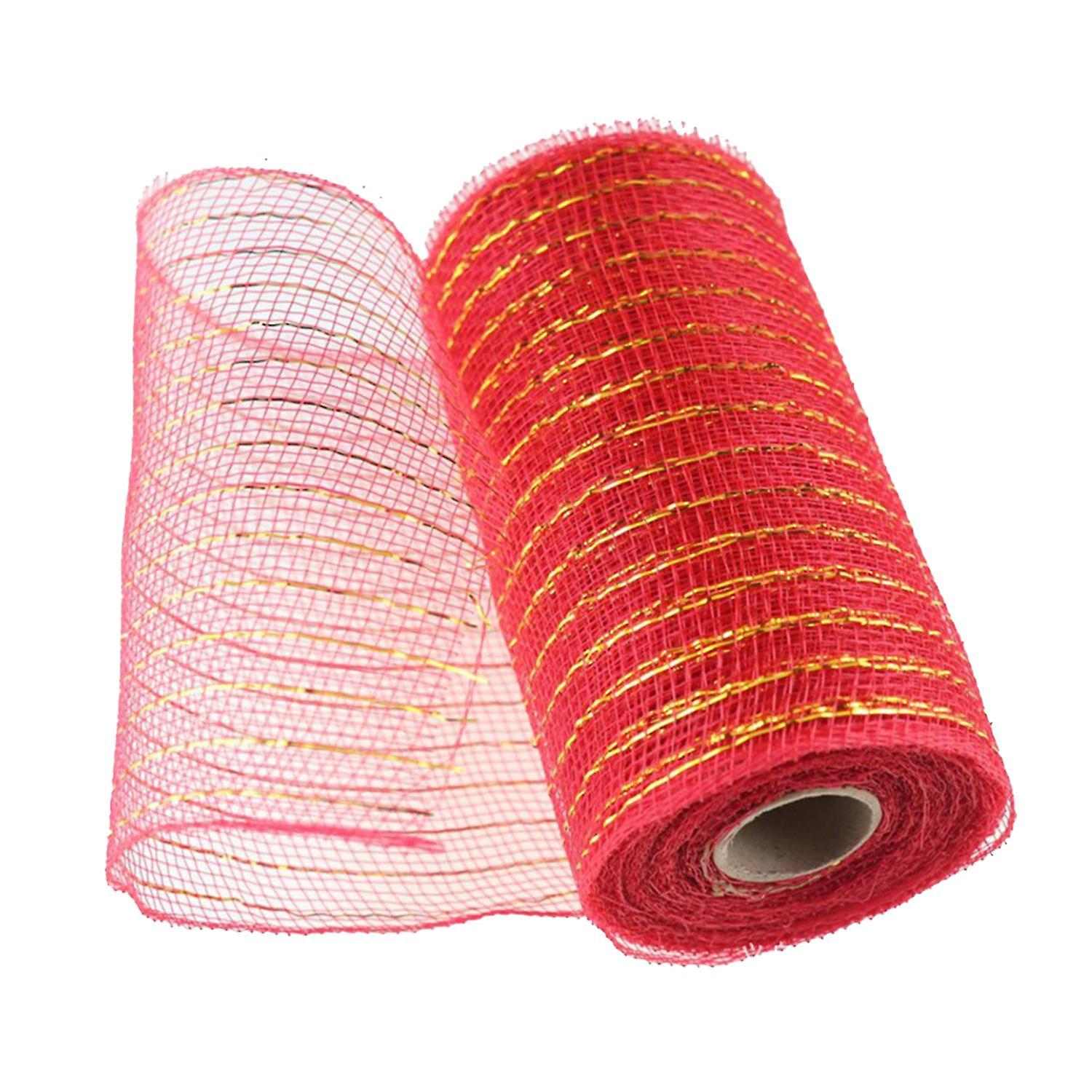 1 Roll Decorative Mesh Eco-friendly High Toughness Net Yarn Christmas Poly Mesh Ribbon Metallic Stri