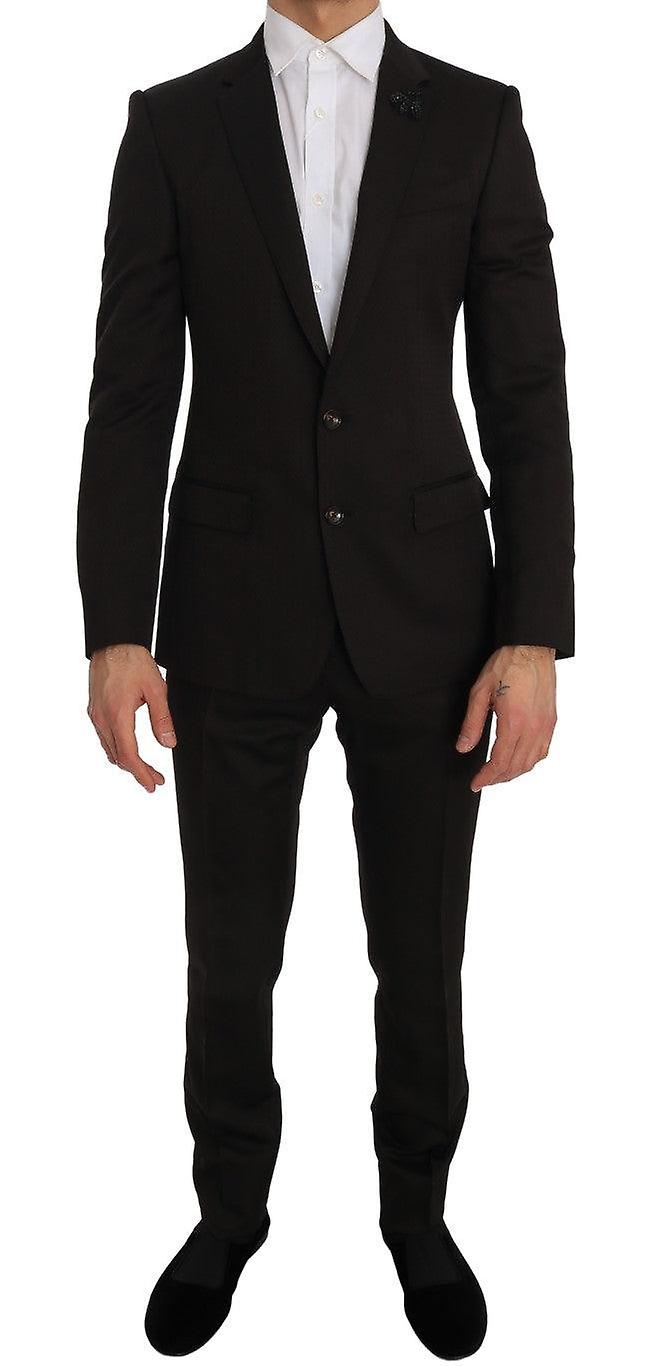 Brown Wool Crystal Bee Slim Fit Martini