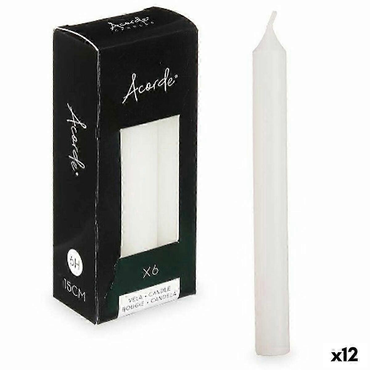 Candle Set Acorde White 2 x 2 x 15 cm 6 x 15 x 4 cm (12 pieces)