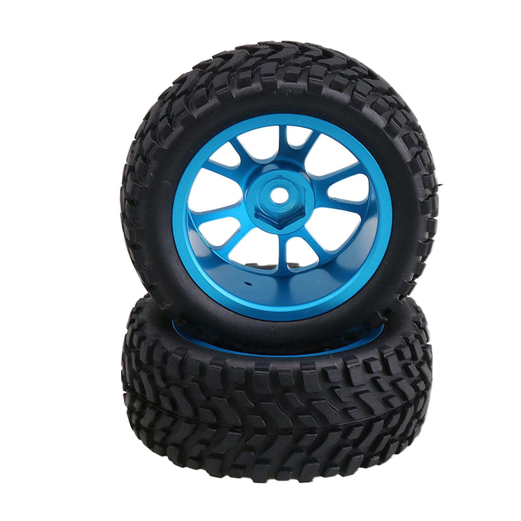 4pcs RC1:10 On Road Car Beard pattern Rubber Tyre Blue 10-Spoke Wheel