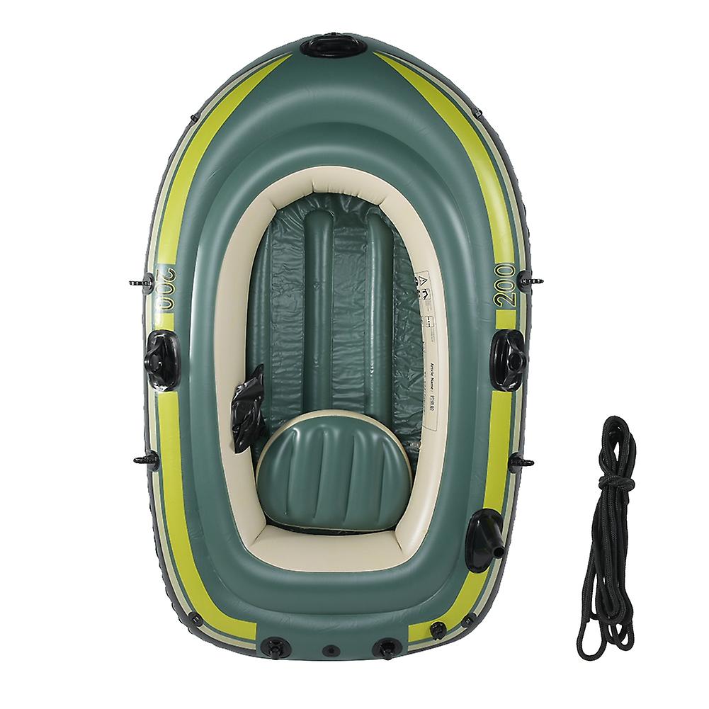 Green PVC Inflatable Two Person Rowing Air Boat Fishing Drifting Diving Tool