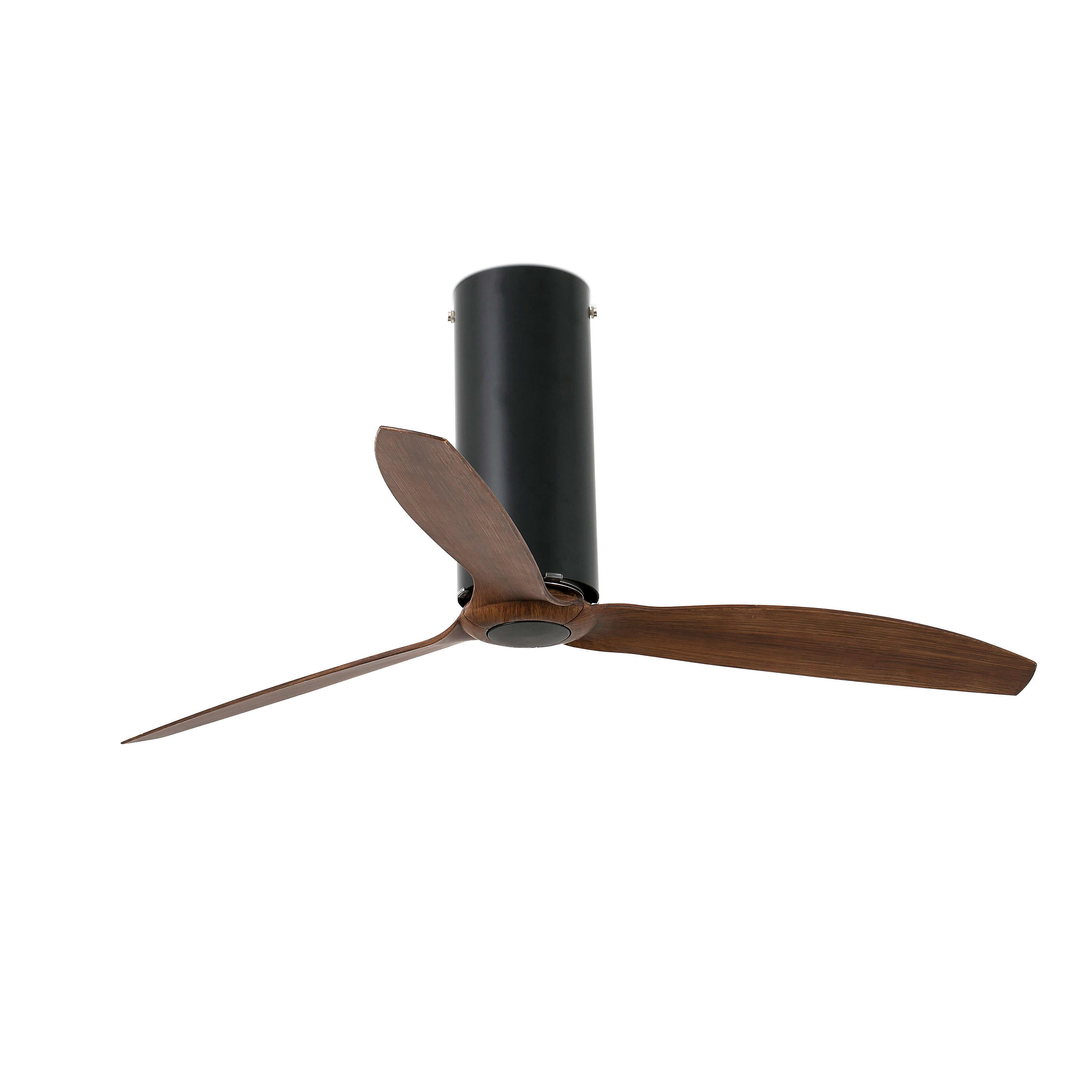 DC ceiling fan Tube Black / Walnut with remote