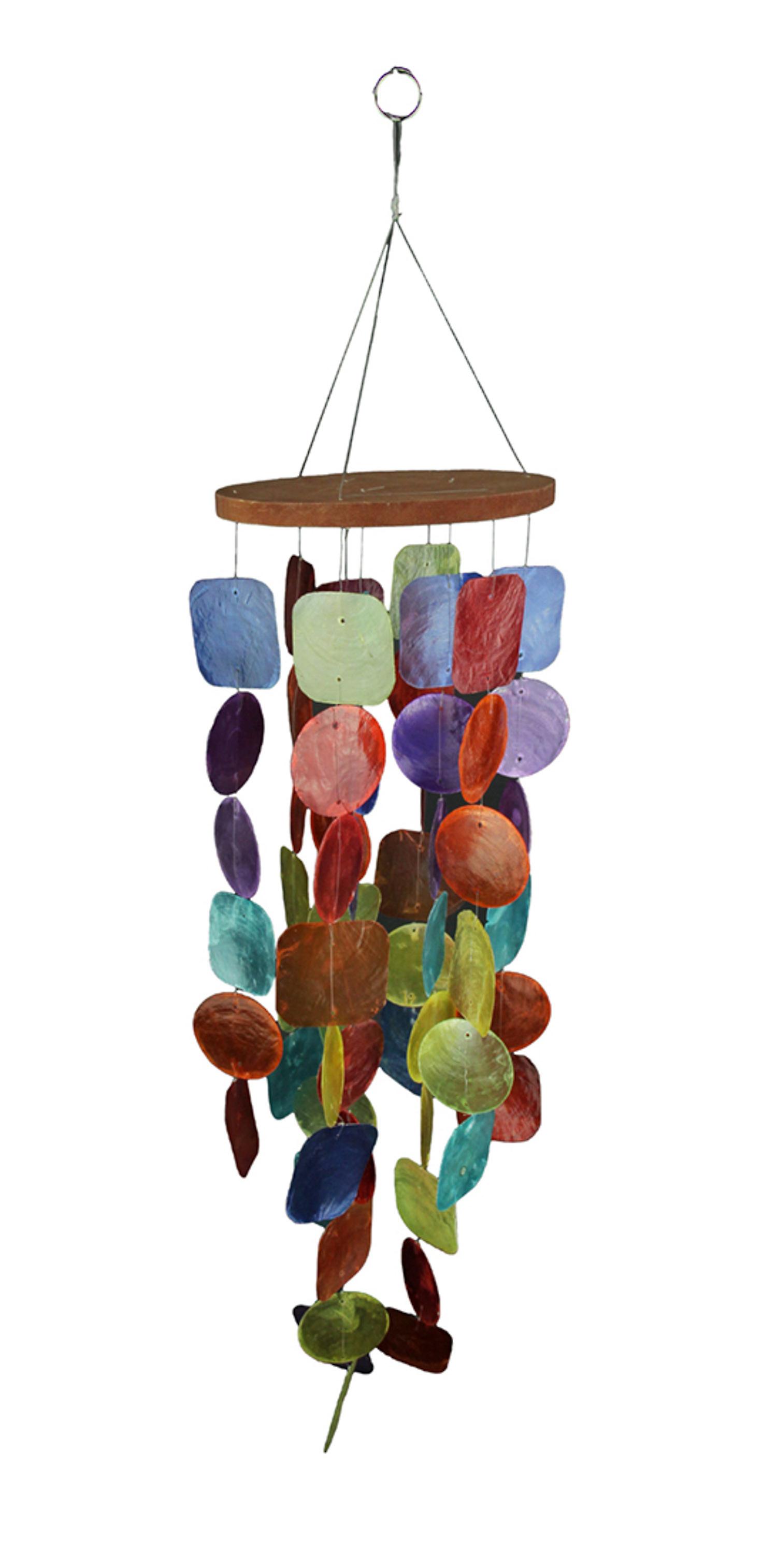 Capiz Shell Wind Chime 25.5 Inch Tall, Multicolor Dyed Shells