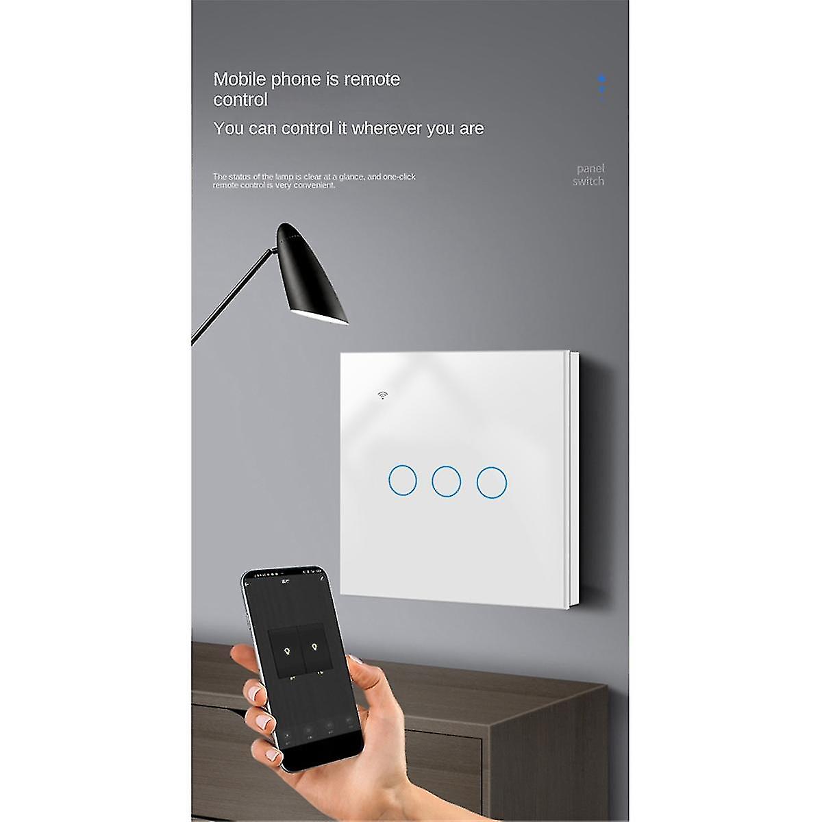 Tuya Zigbee Smart Switch Touch Light Switch Single Zero Fire Line Universal 2 Switch White