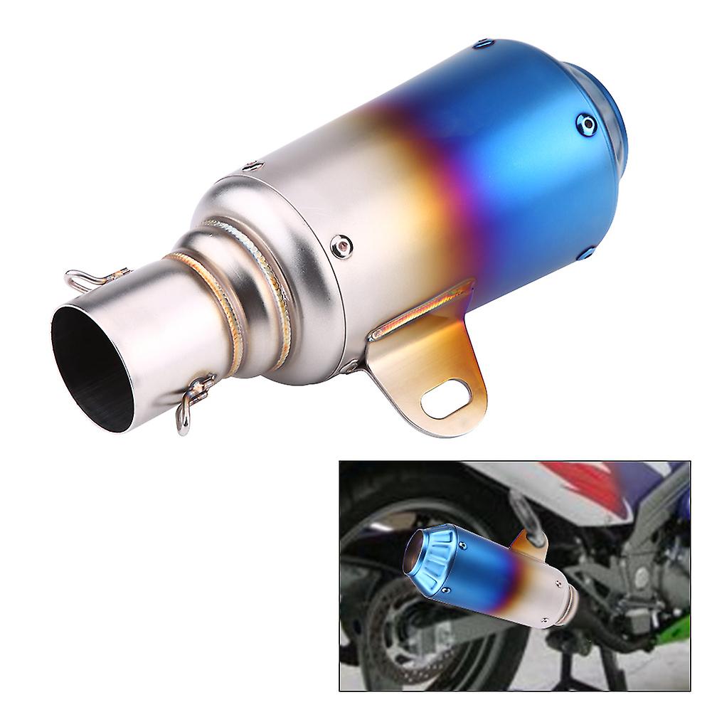 Universal Motorcycle Exhaust Muffler Tip Stainless Steel Blue