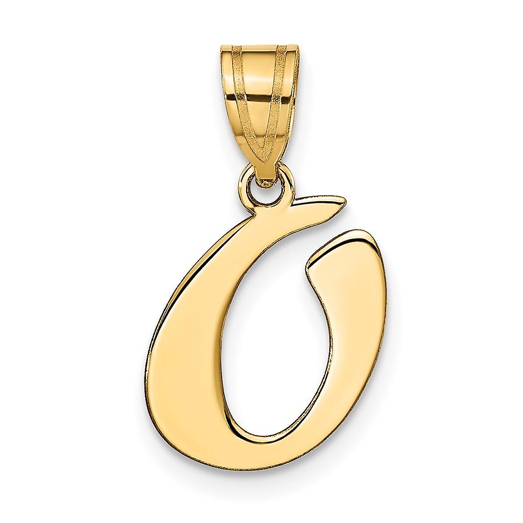 Or 14 carats poli script lettre o initiale pendentif collier-pendentif pour femmes - .7 grammes