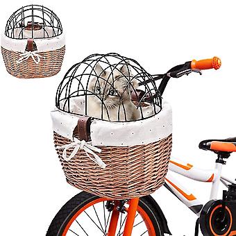 Willow Woven Dog Basket Pet Carrier for Dogs  Cats  and Puppies