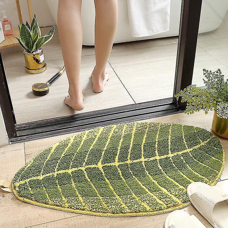 Non-Slip Bath Mat（45*120cm）,Fluffy Microfiber Bath Mat,Water Absorbent,Machine Washable,Leaf Shape M