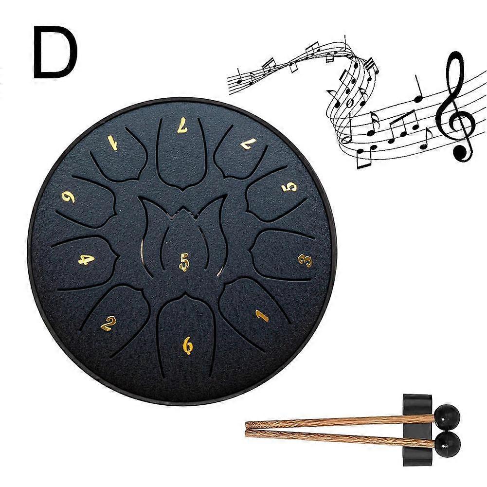 Tambor de língua de aço de 6 polegadas e 11 tons, instrumento de percussão com baqueta de mão