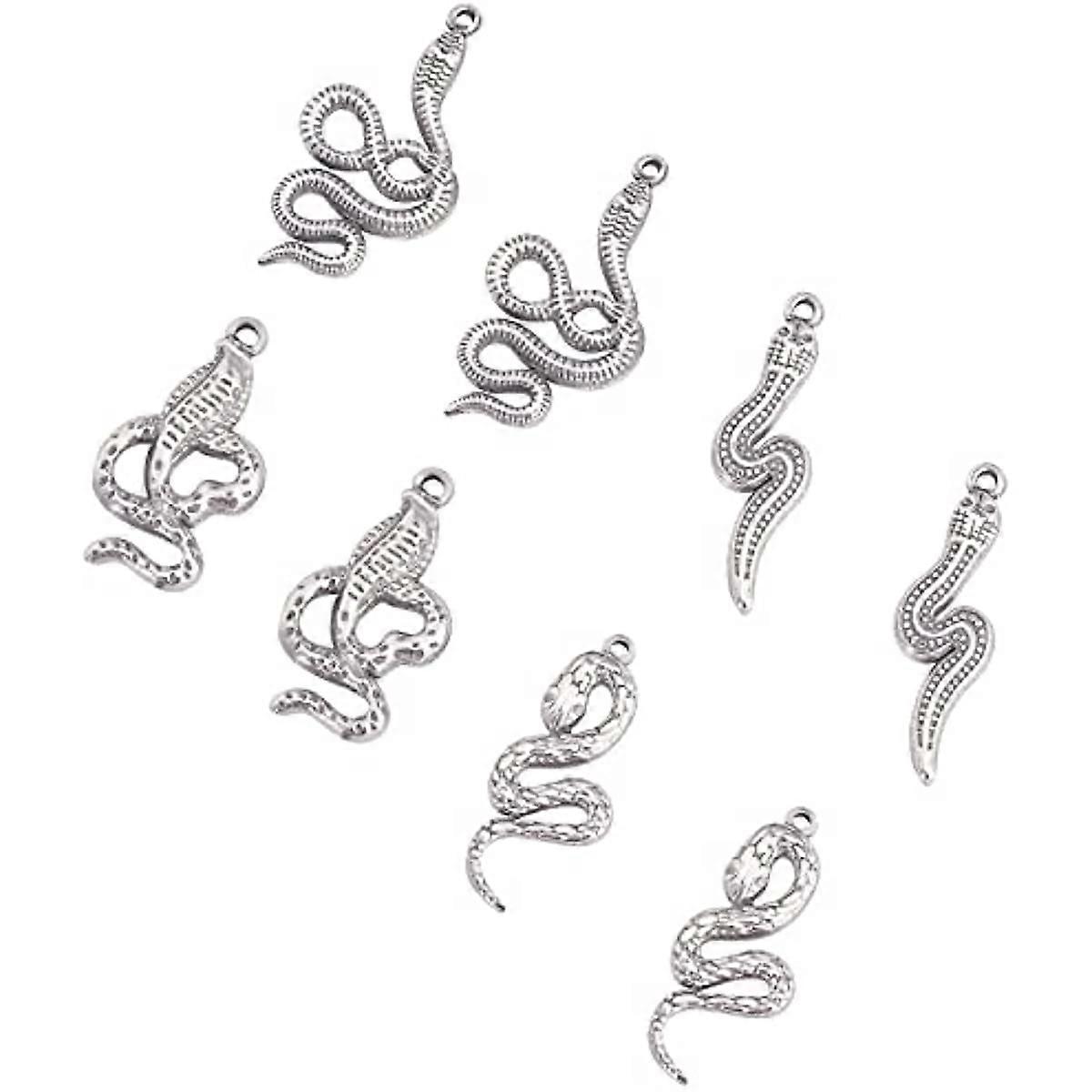 4 Styles Snake Charms: These charms are with 4 different styles snake pattern design, it is much unique when they are used as a charm in jewelry makin