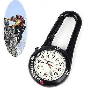 Clip On Karabiner Luminous Face Fob Watch Digital Für Ärzte Krankenschwestern Sanitäter Köche Sport Unisex Männer Frauenschwarz