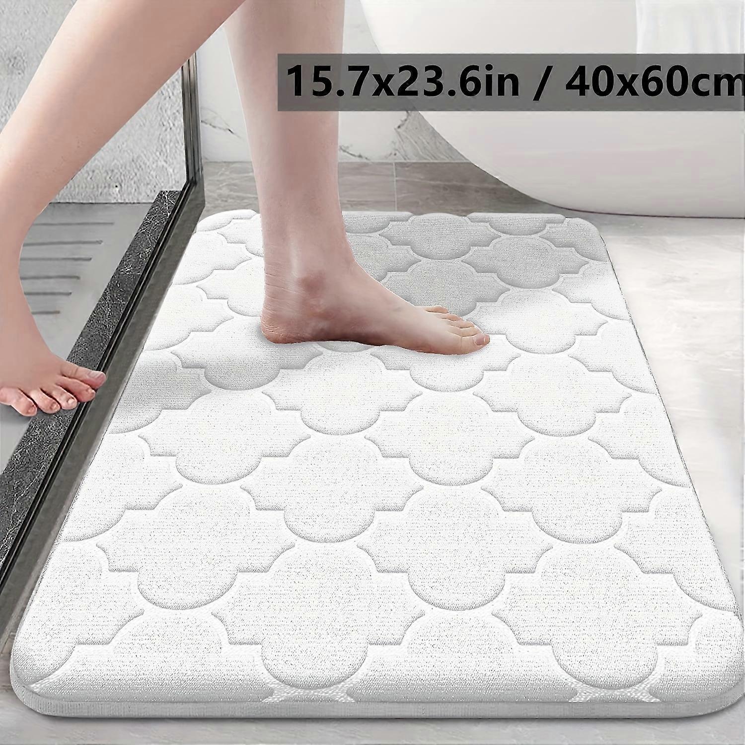 Memory Foam Bath Mat - Non-Slip, Absorbent, Machine-Washable | Geometric Rectangle Rug for Bathroom Comfort & Safety
