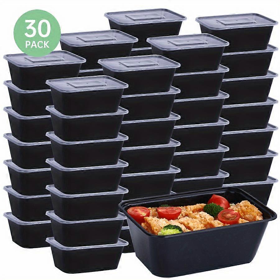 10/30/50pcs, 26oz Plastic Black Box with Lid, Rectangular Food Storage Container with Lid, BPA Free, Stackable Leak-proof Lunch Box, Microwave Safe Fo