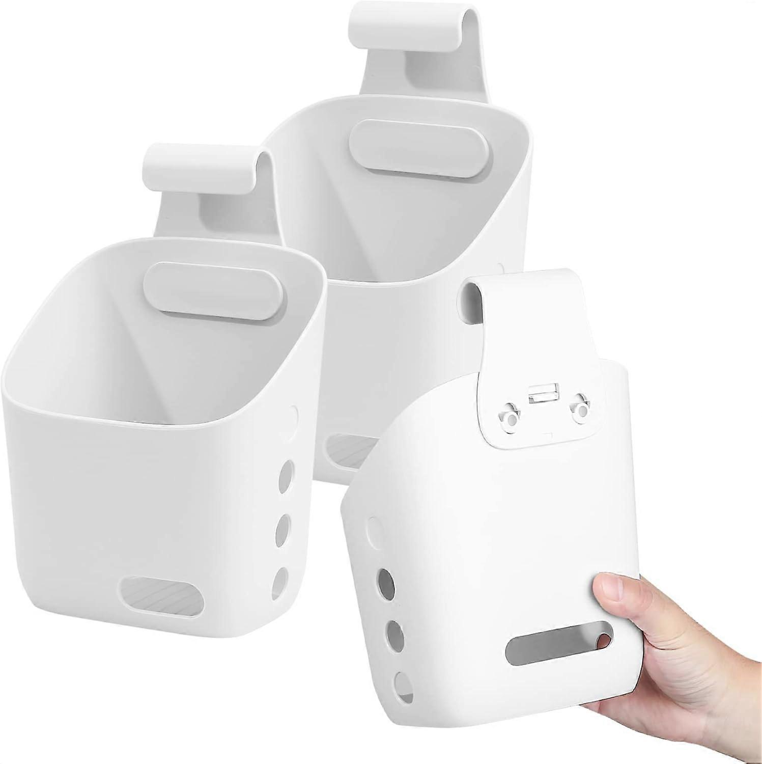 Pieces Hanging Storage Basket, Hanging Storage Box, Bedside Organizer(White)