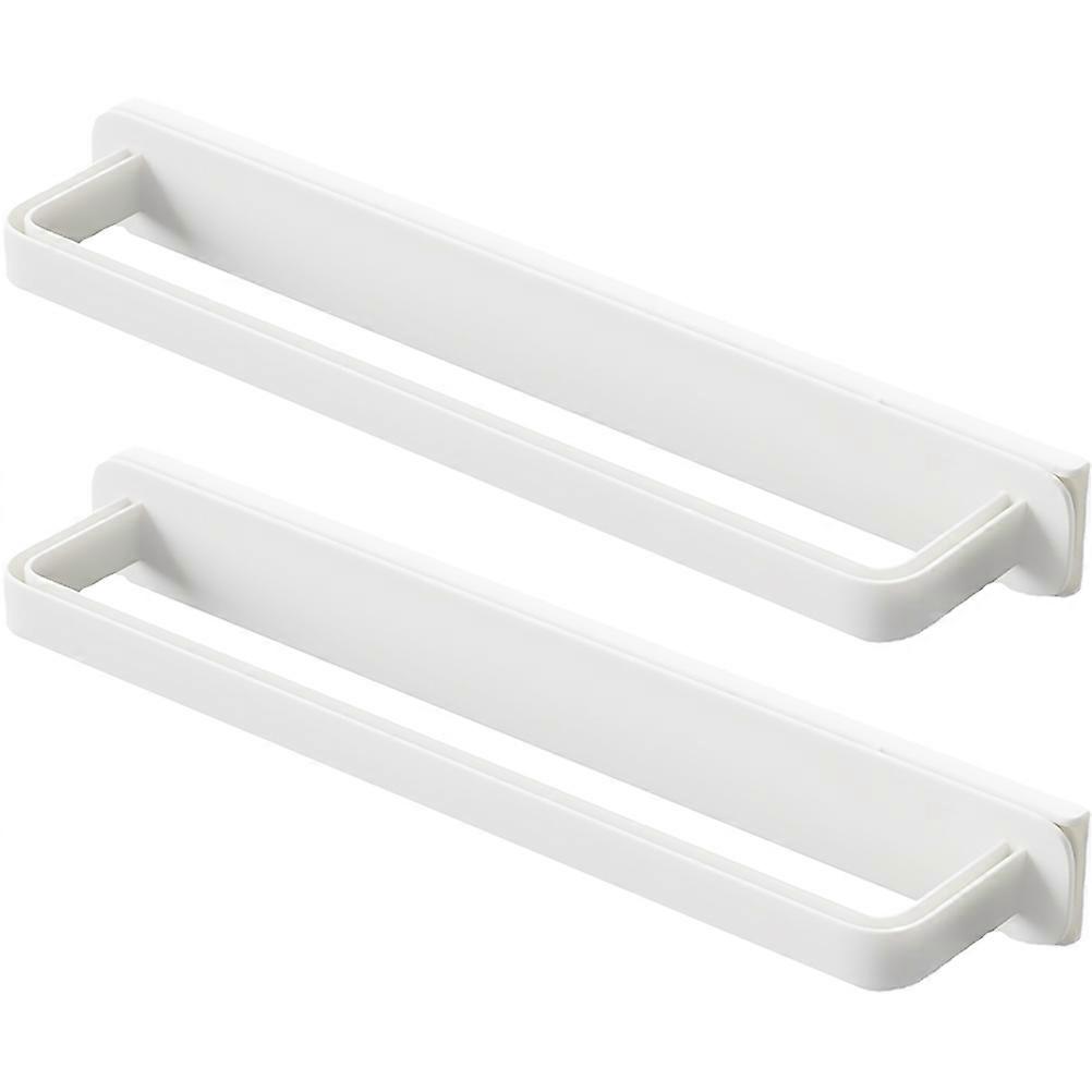 2pcs Self Adhesive Towel Rack Wall-mounted Push-pull Organizer Towel Holder