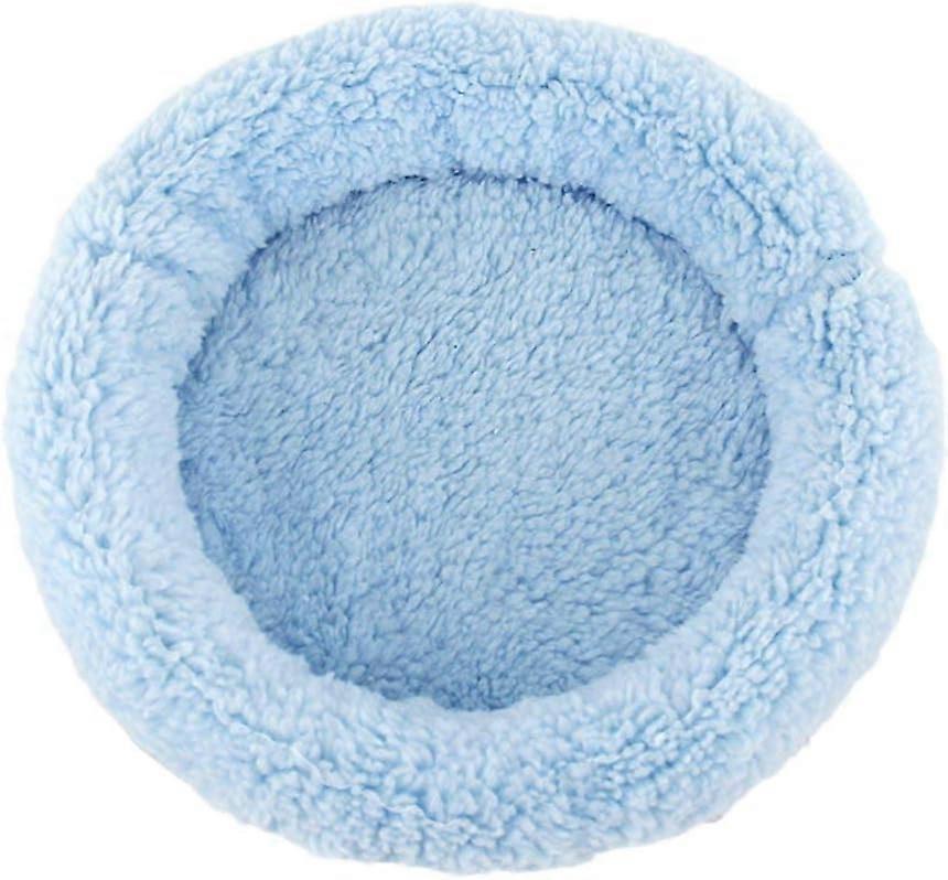 1pc Soft, Comfortable Round Warm Fleece Hamster Bed Sleeping Mat for Rat, Hedgehog, Squirrel, Guinea Pig, Small Animals (L, Blue)