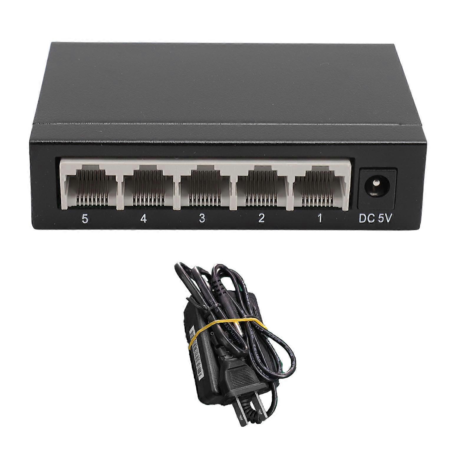 5 Port Ethernet Switch Professional High Speed 10 100Mbps Metal Shell 5 Port Network Switch for Home Network 100?240V US Plug