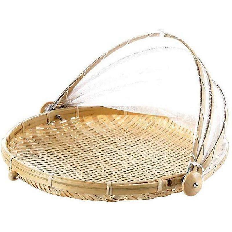SZETOSY Bambus-Zelt-Korb - Lebensmittel-Servierkorb, Netzkorb, handgewebt, fr Picknick, Lebensmittelabdeckung, Outdoor, Schutz vor Insekten und Staub,