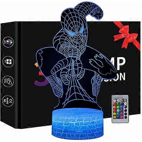 Veilleuse 3D, Jouets Spiderman pour Gar?ons, 16 Couleurs avec Tlcommande-