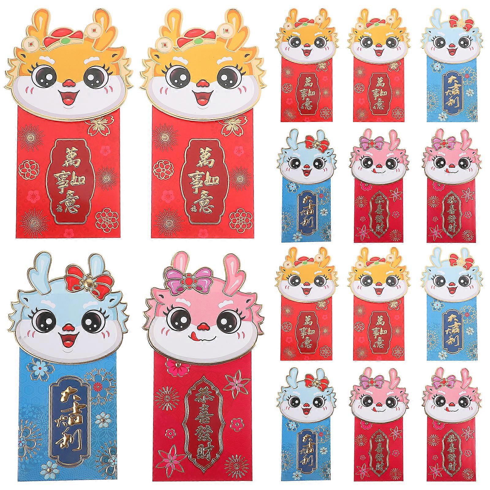 6Pcs Festival Red Envelopes Money Storage Pouches Luck Money Pockets New Year Supply