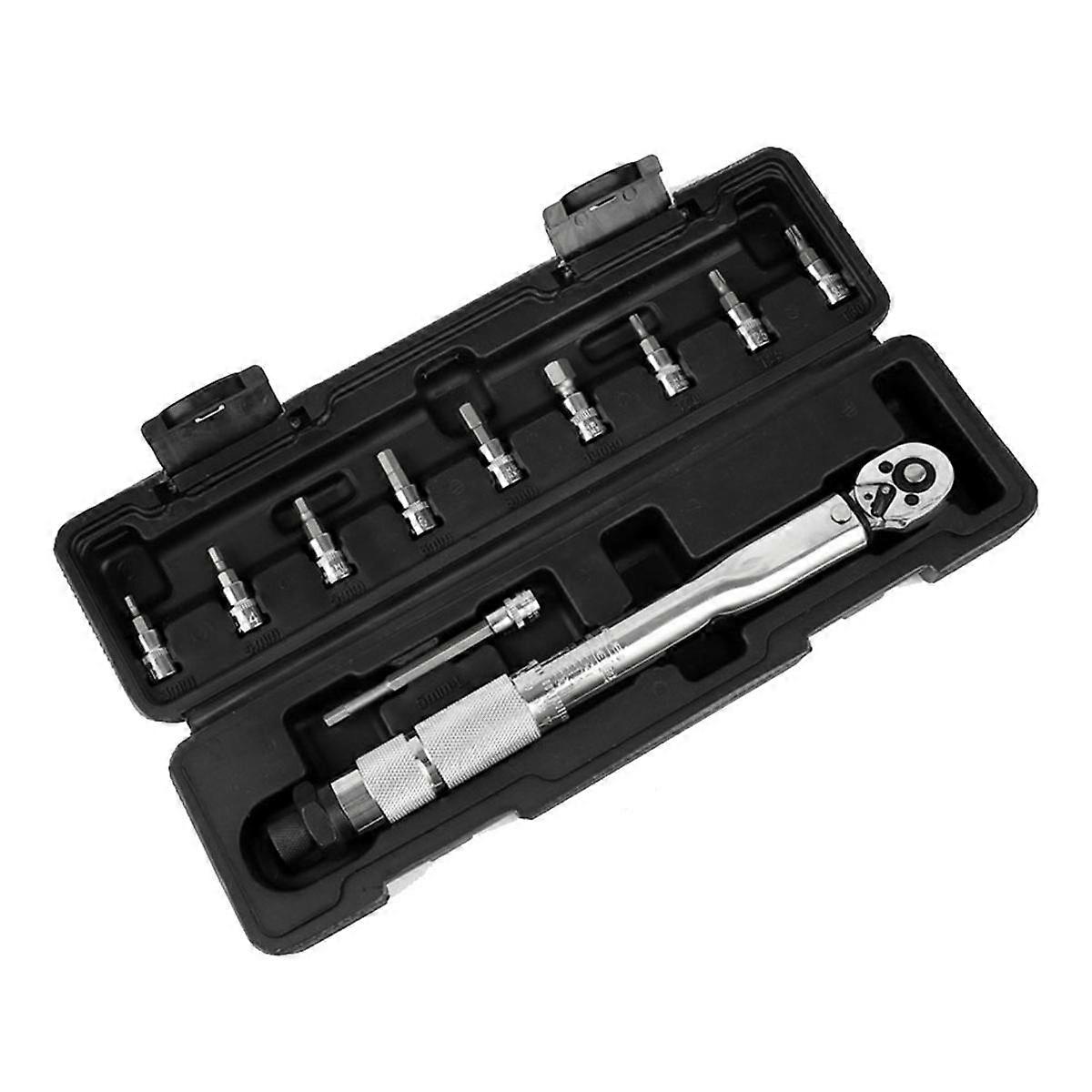 11 PCS Precise Scale Torque Wrench Set 1/4Inch Drive Ratchet Repair Toolbox Kit 5-25Nm Quick-Change for Car